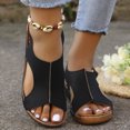 thumbnail image 1 of Cameland Summer New Foreign Trade Large Size Wedge With Fish Mouth Solid Color Large Size One Line Buckle Beach Sandals, 1 of 5