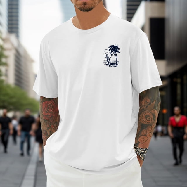T-shirt Décontracté à Imprimé Graphique, Manches Courtes, Col Rond, pour Usage Quotidien, T-Shirt pour Homme à Coupe Confortable et