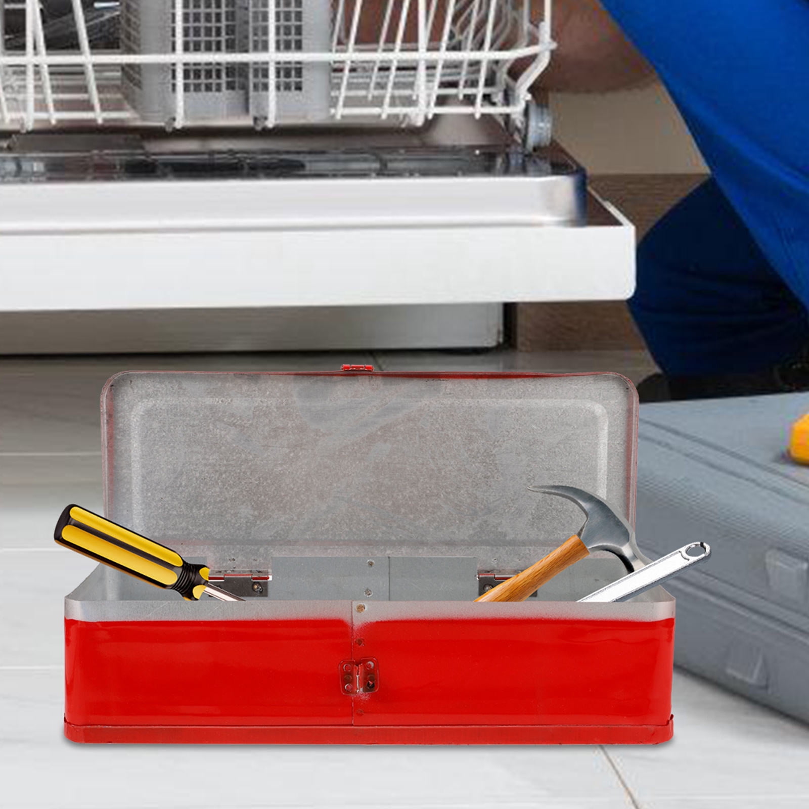 HAMPPLIES Tool Storage Box Thickened Iron Toolbox For Garage 1Pack For Home Use