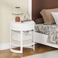 thumbnail image 4 of Gymax 2PCS Nightstand w/ Shelf & Wood Grains Drawer Round End Table for Living Room, 4 of 10