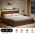 thumbnail image 3 of GUNAITO Queen Size Bed Frame with Headboard and 4 Storage Drawers LED Platform Bed Frame with Charging Station Gray, 3 of 7