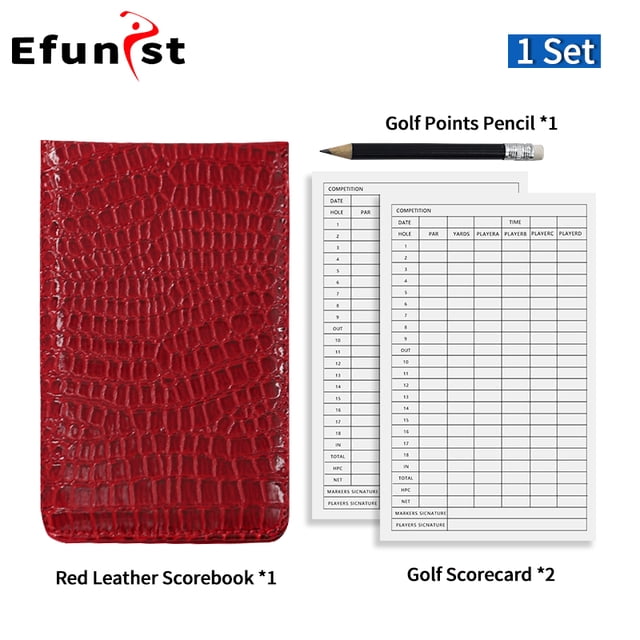 Livre de Score de Golf Portable avec Crayon et Carte de Score en Cuir PU Carnet de Score Animal de Dessin Animé Accessoires de Golf Expédition Directe Rouge