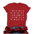thumbnail image 1 of Penkiiy T-Shirts de la Saint-Valentin pour Femmes, Mignons, à Imprimé de Cœur, T-Shirts Graphiques, Haut Décontracté à Manches Courtes, P Rouge, 1 of 4