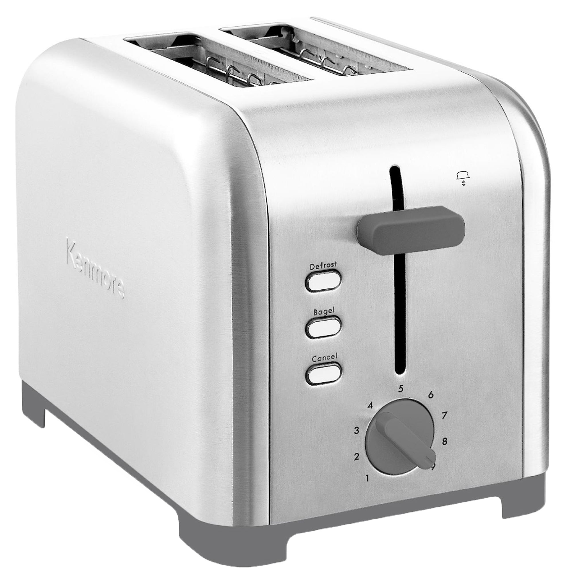 Kenmore Grille-pain 2 tranches en acier inoxydable, argent et gris, fentes extra larges, fonctions bagel et décongélation