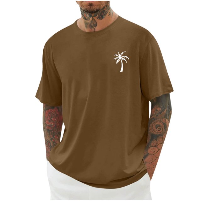 T-shirts pour Hommes Imprimés Palmier Graphiques T-Shirts Décontractés Été Plage Hawaïenne Manches Courtes Col Rond