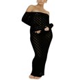 thumbnail image 1 of Elegant Boat Neck Off Shoulder Dress for Women in Solid Color, 1 of 6