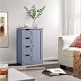 thumbnail image 1 of Yaheetech Armoire de Rangement en Bois avec Tiroirs et Placard, Gris, 1 of 7
