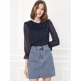 thumbnail image 3 of INSPIRE CHIC Women's Ruffle Neck Polka Dots Sheer Chiffon Blouse, 3 of 4