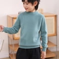 thumbnail image 2 of MeetoTime 4-18 Years Children's Knitted Undershirt Solid Color Thick Half High Neck Long Sleeved Pullover Top, 2 of 3