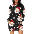 thumbnail image 2 of TIMIFIS Robe Chandail à Capuche Imprimé de Noël Laid pour Femmes Robe Midi Ample à Manches Longues avec Poche Cadeaux de Noël pour Femmes, 2 of 6