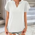 thumbnail image 2 of Birdeem Womens Spring and Summer Gold Lace Stitching V-Neck Solid Color Bottom T-Shirt Hollow Top, 2 of 9