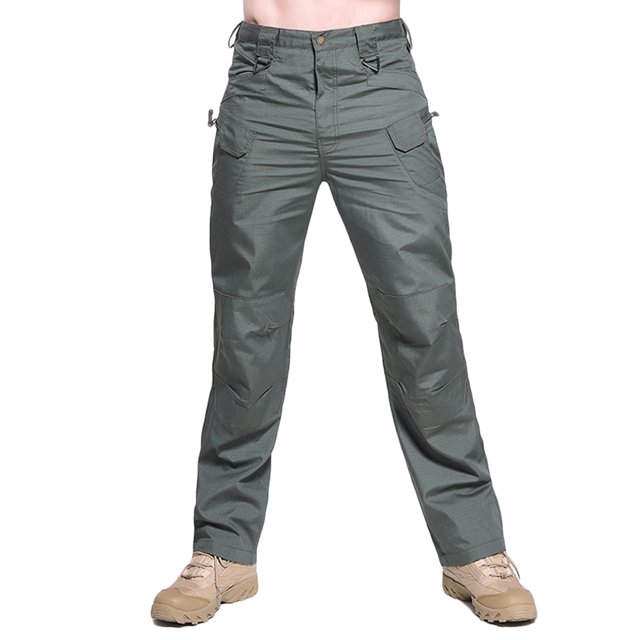 Penkiiy Pantalon de Randonnée Homme Liquidation Pantalon Homme Couleur Unie Multi-Poches Salopettes Lavées Pantalon Décontracté d'Extérieur Pantalon Pantalon Vert Armée