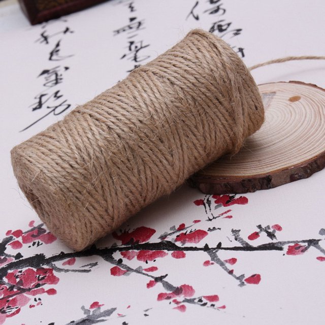 2mm 150M Length Natural Jute Twine Thick String 3Ply handle; Cupboard long Rope DIY Arts Crafts Decoration Bundling