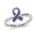 thumbnail image 1 of Bague Ruban de Sensibilisation en Argent Sterling Émaillé Violet, 1 of 4