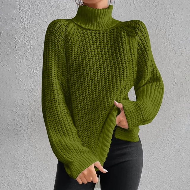 Meichang Chandail à Col Roulé Noir pour Femmes, Tricot, Hauts, Automne Hiver, Manches Longues, Chandail Chaud, Chandails Amples, Hauts, Chandails pour Femmes Grande Taille
