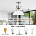 thumbnail image 3 of Zlepmlla Modern Flush Mount Ceiling Light Fixture, < Bulb NOT Included> Brushed Nickel Finished with Clear Glass Shade, Farmhouse, 3 of 9