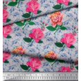 thumbnail image 3 of Soimoi Gray Poly Georgette Fabric Leaves & Rose Flower Print Sewing Fabric BTY 42 Inch Wide, 3 of 3