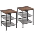 thumbnail image 1 of Costway Ensemble de 2 Tables d'Extrémité Industrielles à 3 Niveaux Table d'Appoint Table de Nuit avec 2 Tablettes Ajustables, 1 of 10