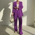 thumbnail image 2 of Timegard 2 Piece Suits Set for Women Button V Neck Open Front Jackets Business Office Wide Leg Pant Blazer Outfits, 2 of 6