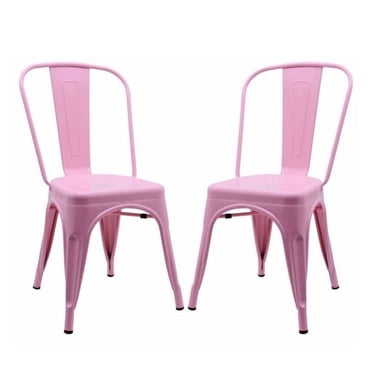 Tolix Roch Light Pink Dining Chair – Chic and Durable Metal Side Chair, Set of 2, Perfect for Restaurants and Modern Spaces