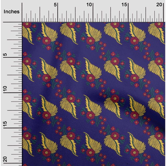 oneOone Viscose Chiffon Fabric Leaves Block Print Sewing Fabric BTY 42 Inch Wide