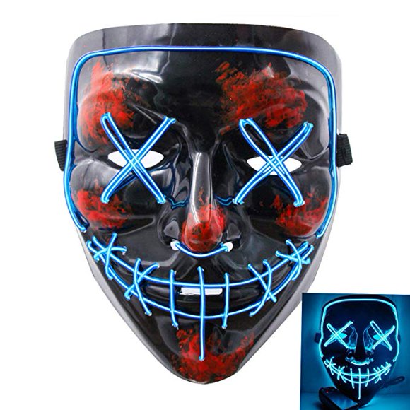 Halloween Mask Led Light Up Scary Mask for Festival Cosplay Halloween Masquerade Costume Parties Black