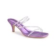 thumbnail image 1 of BLISSFUL STEP Women's Slide Sandal Rhinestone Strappy Square Toe Kitten Heel Slide Sandals Purple 7, 1 of 7