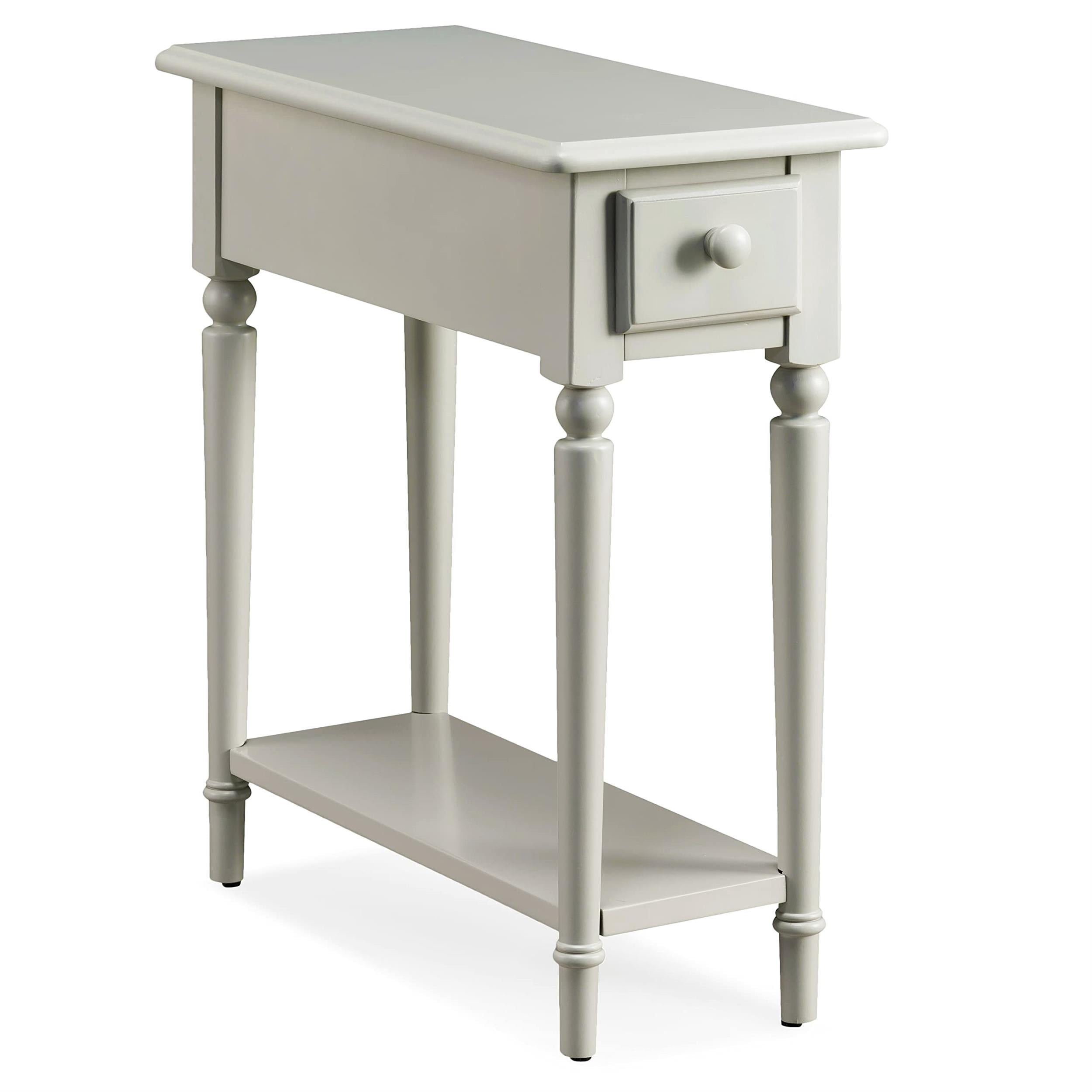 Bowery Hill Narrow Wood End Table with Shelf in Silky Painted