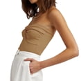 thumbnail image 4 of Yuyuzo Tube Tops for Women Strapless Sleeveless Shirts Ribbed Knit Going out Tops Slim Fitted Basic Tees, 4 of 5