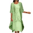 thumbnail image 2 of EGNMCR Robes de Fête pour Femmes Mode Femmes Décontractée Robe Sans Manches à Col en V Unie Manteau à Manches Longues Ensemble Deux Pièces, 2 of 6