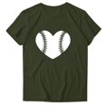 thumbnail image 2 of Meichang T-Shirts Cœur d'Amour Baseball Femmes T-Shirts Graphiques Cœur Baseball Manches Courtes Col Rond Hauts Décontractés Coupe Ample Été Jour de Match Blouses Vert Armée P, 2 of 3