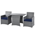 thumbnail image 4 of Patiojoy 3PCS Patio Rattan Furniture Set Outdoor Wicker Table & Chair Set w/Cushions Navy, 4 of 6