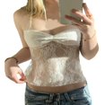 thumbnail image 1 of Elegant Lace Floral Tube Top for Women  Strapless Mesh Ruched Vest, 1 of 8