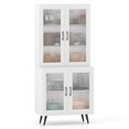thumbnail image 1 of Costway Kitchen Pantry Cabinet with Translucent Fluted Doors & Adjustable Shelf, 1 of 10