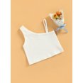 thumbnail image 3 of goowrom Breathable Summer Little Girls Vest, Toddlers Sweet Style Solid Color Sloping Shoulder Sleeveless Short Tops Casual Clothes, 3 of 9