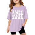 thumbnail image 1 of Girls Summer Oversized T-Shirts - Short Sleeve, Crewneck, Solid Color - Casual Basic Tops, 3-14 Years, 1 of 5