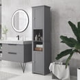 thumbnail image 2 of HOMCOM Armoire de Rangement Haute pour Salle de Bain avec Tablette à 2 Niveaux et 2 Portes Gris, 2 of 10