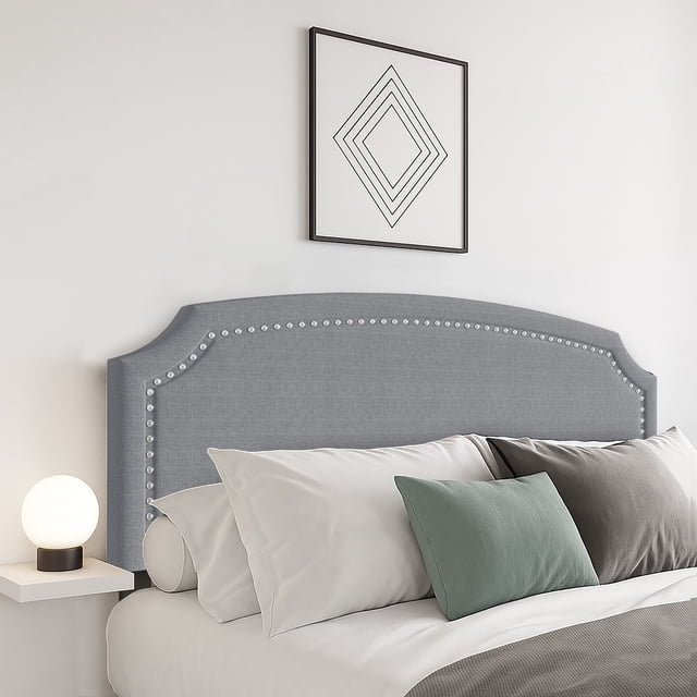 HMD Cora Upholstered Full Panel Headboard, Gray