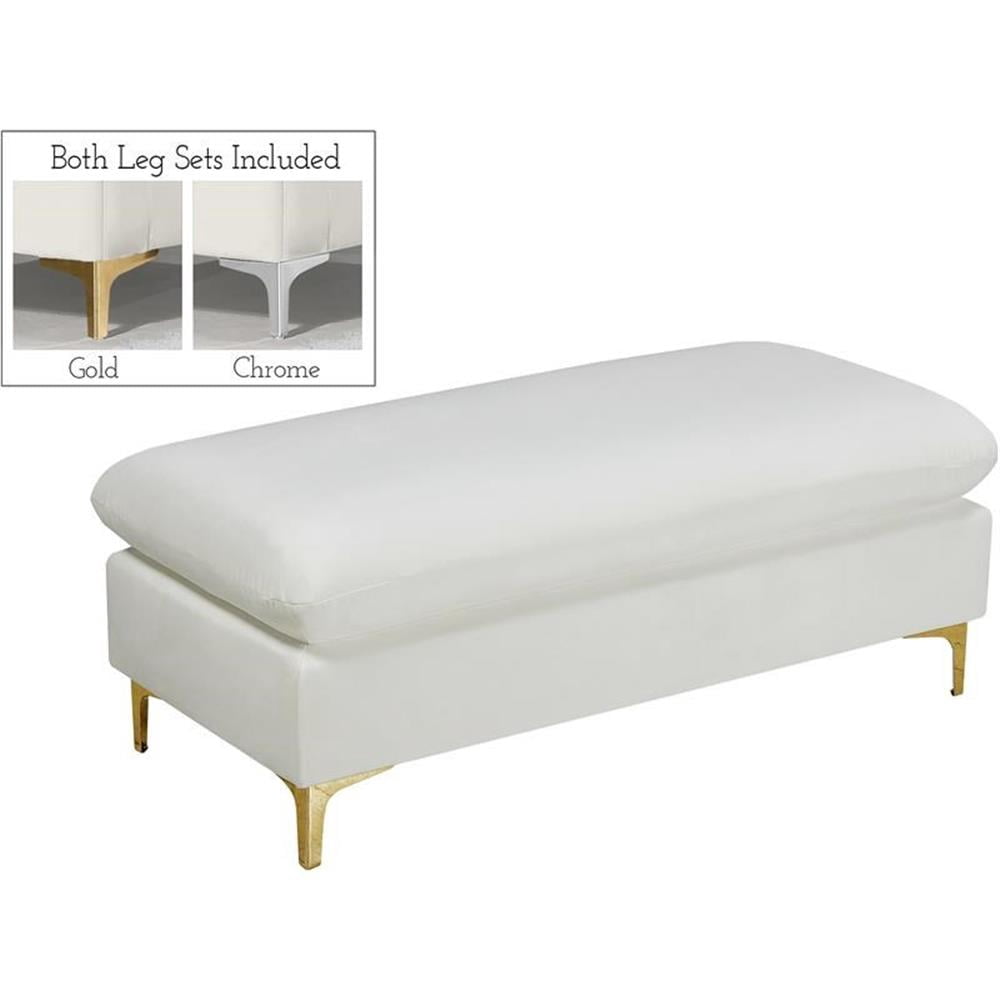 Meridian Furniture Naomi Cream Velvet Ottoman