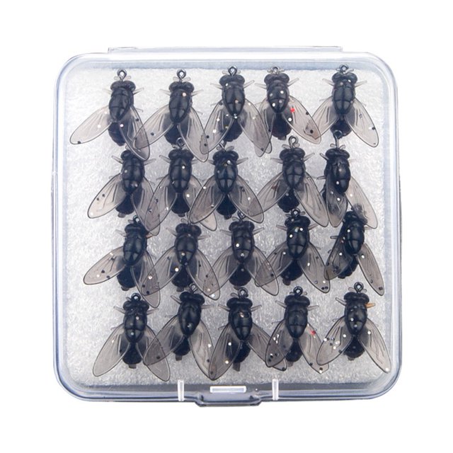 20PCS Fishing Fly Lures Bait Hooks Artificial Bait with Plastic Box