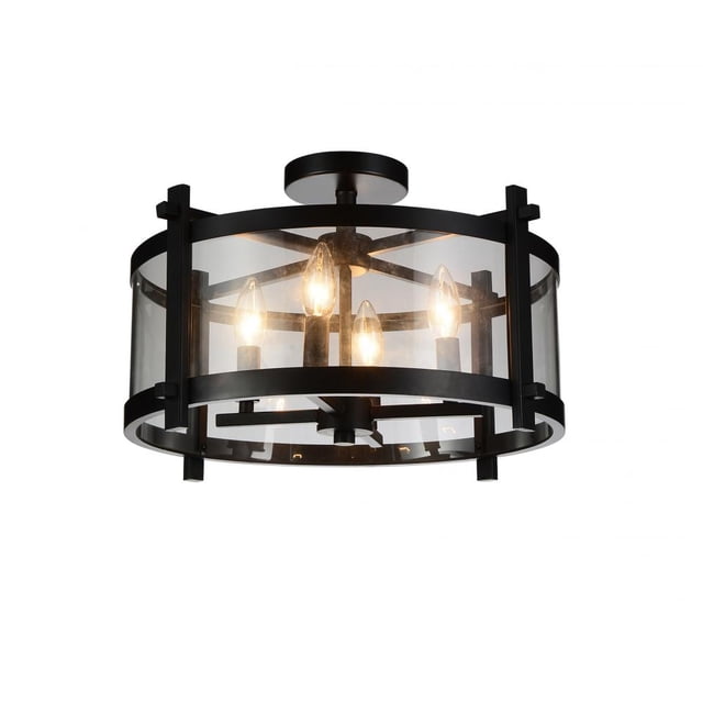 CWI Lighting 9827C18-4-101 Monture Affleurante à 4 Guirlandes Lumineuses avec Fini Noir