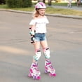 thumbnail image 4 of Costway Patins Quads Réglables à 4 Tailles avec Roues Lumineuses Protection de Sécurité pour 13+ Rose Rouge, 4 of 10