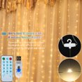 thumbnail image 4 of Yeacher 10 X 10FT 300LEDs Curtain String Lights Curtain Fairy Lights Copper Wire Waterfall Lights with 4 Music & 8 Modes Remote Control for Wedding Party Home Christmas Decorative Hanging Lights, 4 of 8