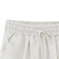thumbnail image 4 of Timegard Plus Size Shorts for Women Cotton Linen Elastic Waist Drawstring Ruched Casual Loose Shorts, 4 of 5