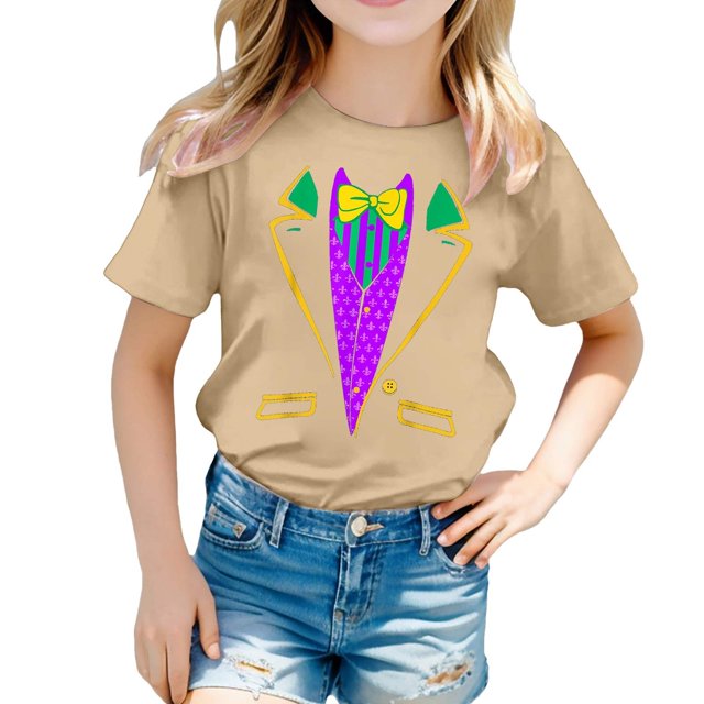 AJIWYH T-Shirts à Manches Courtes pour Enfants, T-Shirt Décontracté Imprimé à Col Rond à Manches Courtes pour Filles T-Shirt Chemise Décontractée, Polos à Manches Courtes pour Filles de 3-4 Ans, Kaki