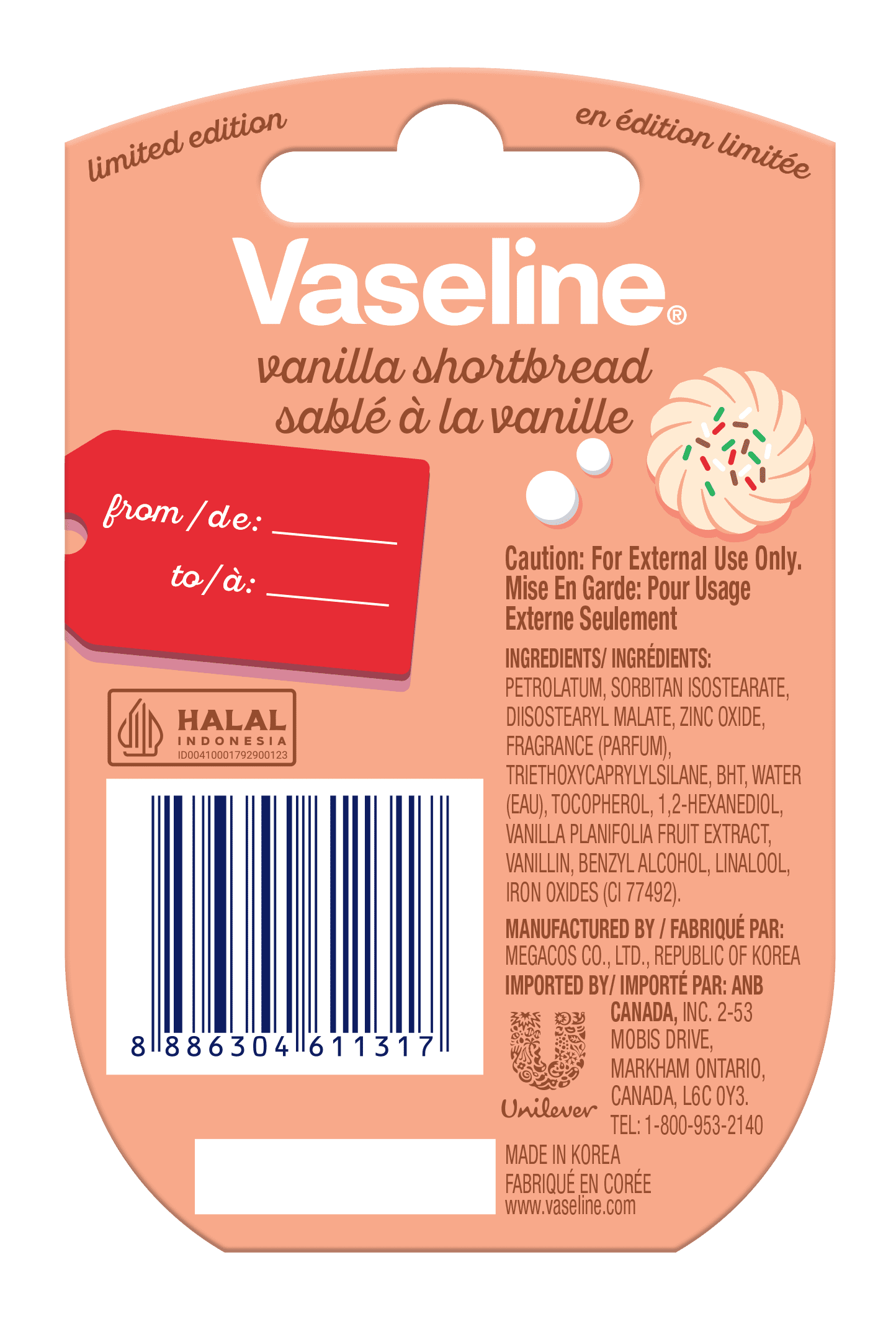 Vaseline Thérapie des lèvres Cutie Jar 7g Sablés Coffret cadeau