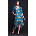 thumbnail image 3 of Bimba Cotton Blue Rose & Ranunculus Floral rinted Womens Asymmetrical ShiftDressWith Pockets Casual MidiDress-Medium, 3 of 4