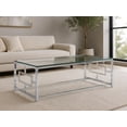 thumbnail image 2 of TABLE BASSE K-LIVING NAOMI AVEC PLATEAU EN VERRE TRANSPARENT ET BASE EN ACIER INOXYDABLE POLI CHROMÉ, 2 of 6