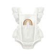 thumbnail image 1 of Fortune Infant Girls Jumpsuits Baby Fly Sleeve Lace Patchwork Embroidery Rainbow Bodysuits, 1 of 9