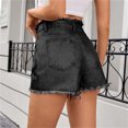 thumbnail image 4 of Cowboy Shorts for Women with Button Fly, Zipper Closure, Patch Pockets, Frayed Hem, Polyester Blend, Casual Fit, 4 of 8